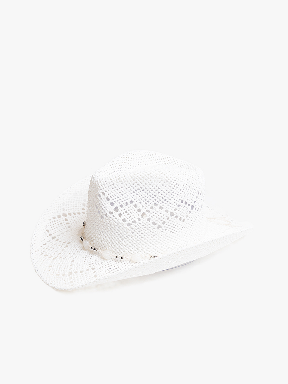 Straw Flared Western Hat w/ Beaded Band