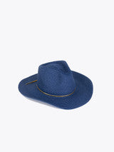 Straw Fedora Hat w/ Metallic Trim