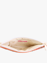 Beaded Print Zip Top Clutch
