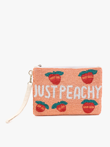 Beaded Print Zip Top Clutch